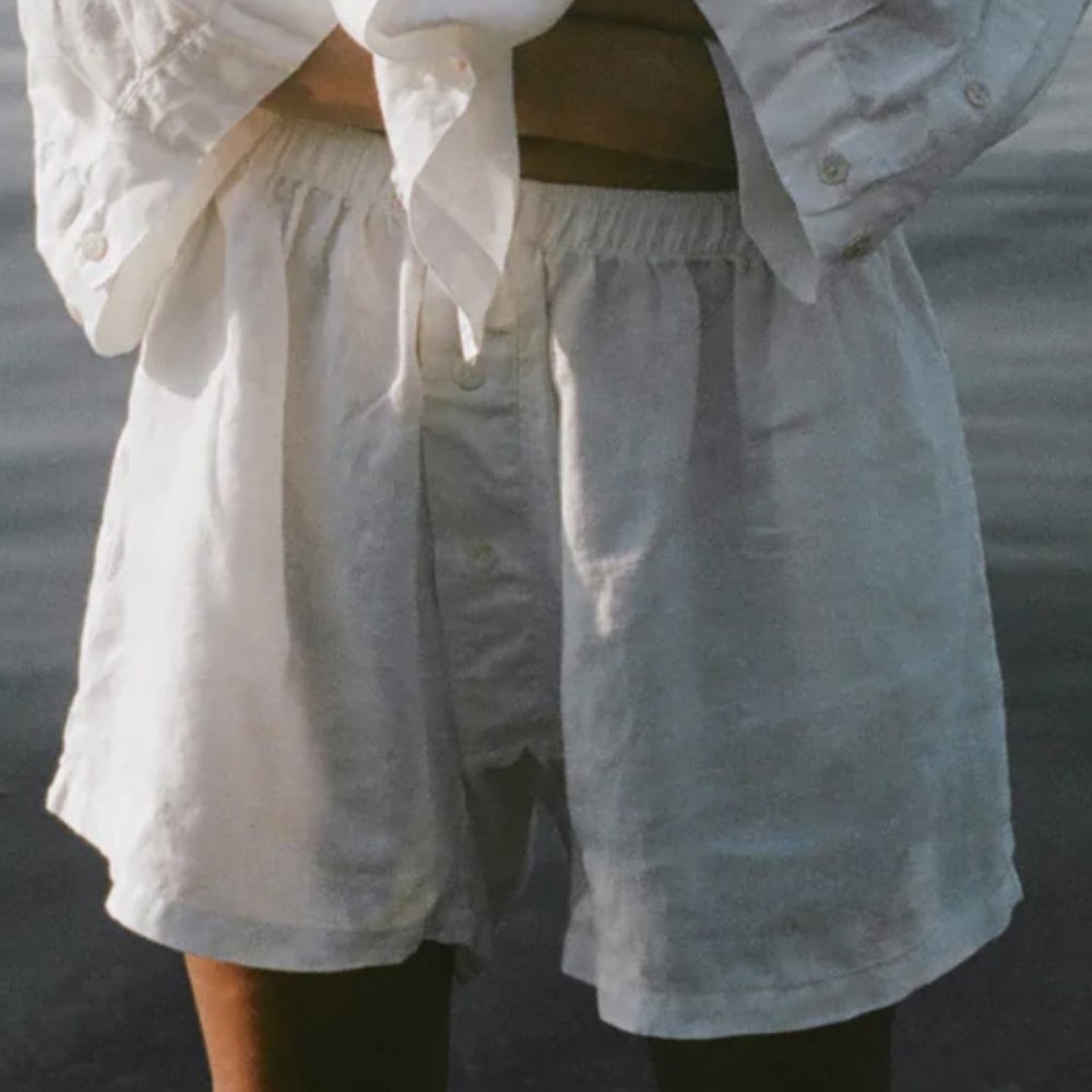 Deiji Studios White Linen Shorts Size S/M